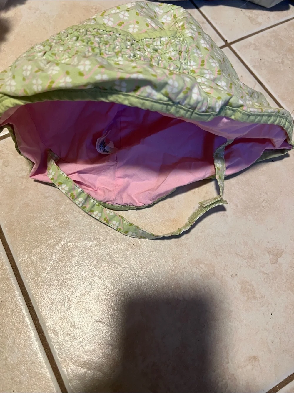 GAP Kids Floral Sun Hat in Light Green with Pink Lining